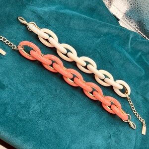 PICK 1 Baublebar Chunky Chain Link Enamel Bracelet Coral or Ivory
